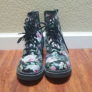 Floral Combat Boots